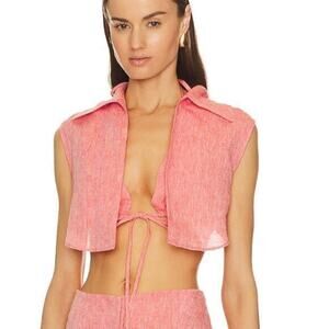 Matthew Bruch Linen Vest with Triangle Top in Red Melange size 2